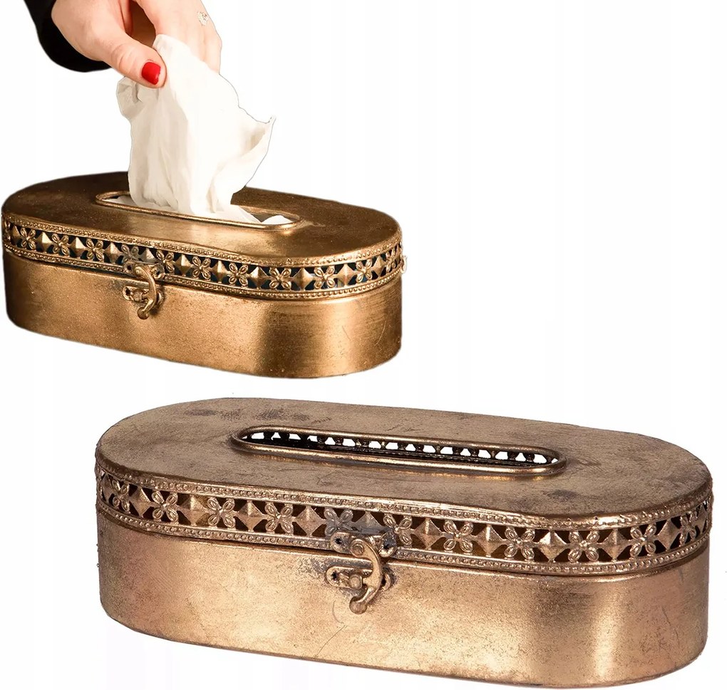 Higiéniai Törlőkendő Tartó zsebkendőtartó arany fém dobozban