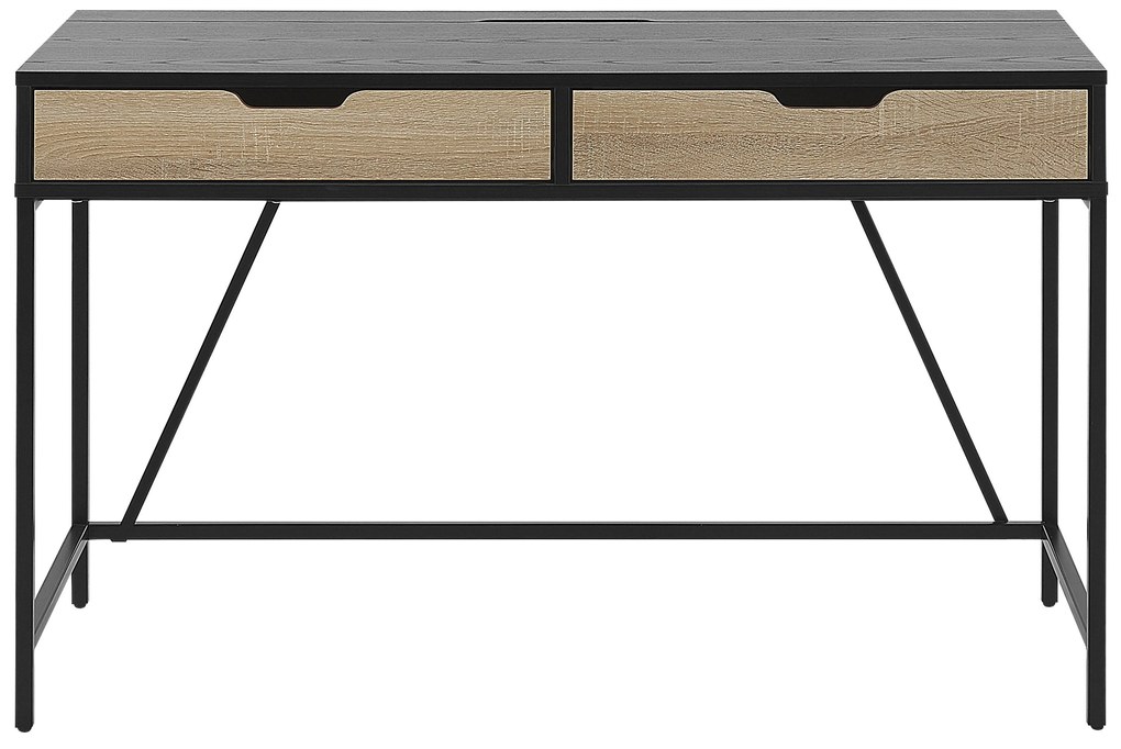 Elegáns Íróasztal Fekete És Világos Fa Színben 120 x 60 cm JENA Beliani