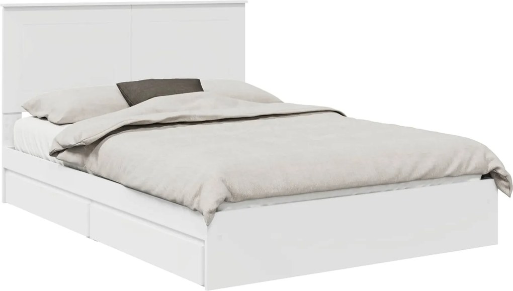 vidaXL Tárolós Ágy fejtámlával fiókkal Fehér 160 x 200 cm Faanyag