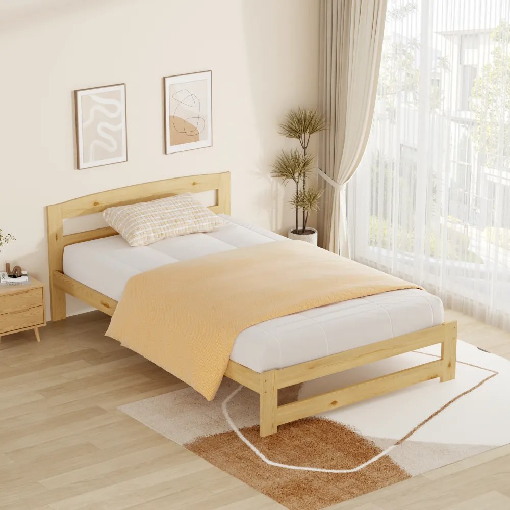 Ágy ágyráccsal, természetes, 120x200, AZRA