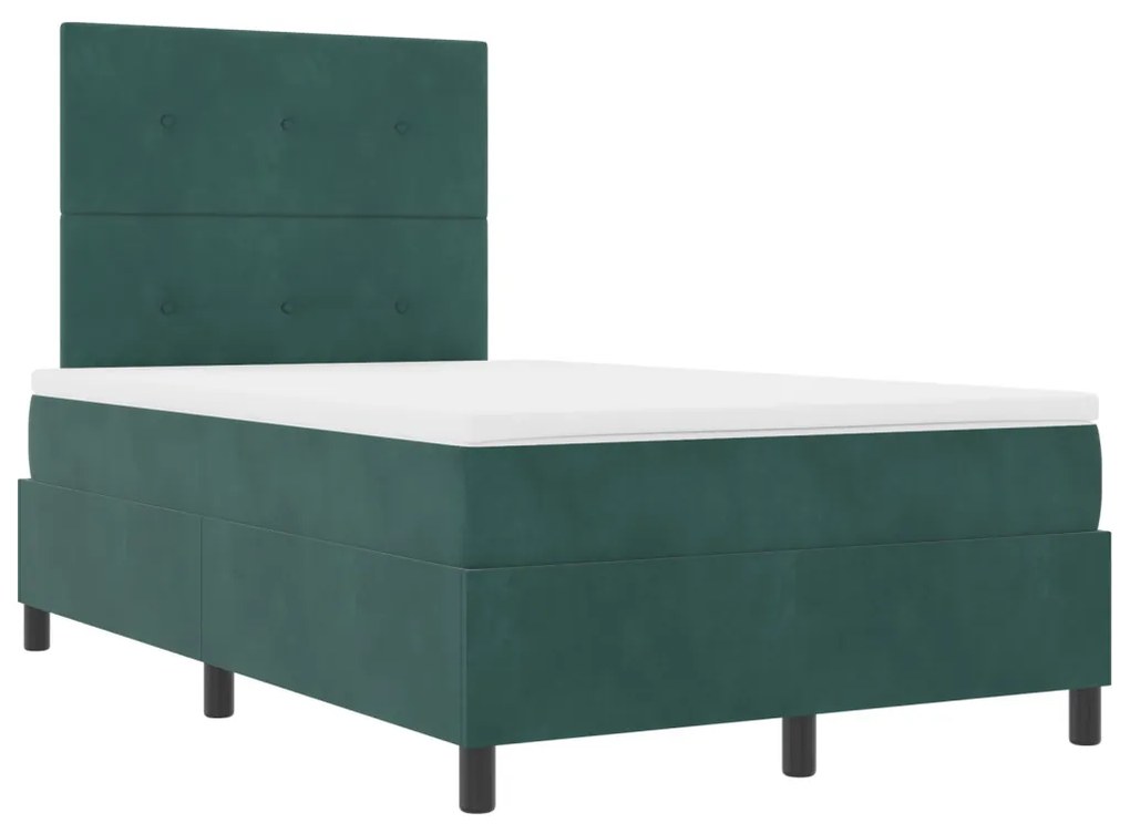 Boxspring Ágy Matraccal Sötét Zöld Kis Kettős Bársony
