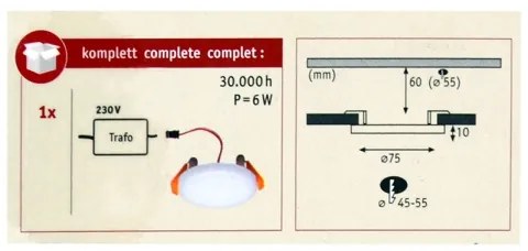 Paulmann 92387 - LED/4,5W IP44 Fürdőszobai beépíthetó lámpa VARIFIT 230V