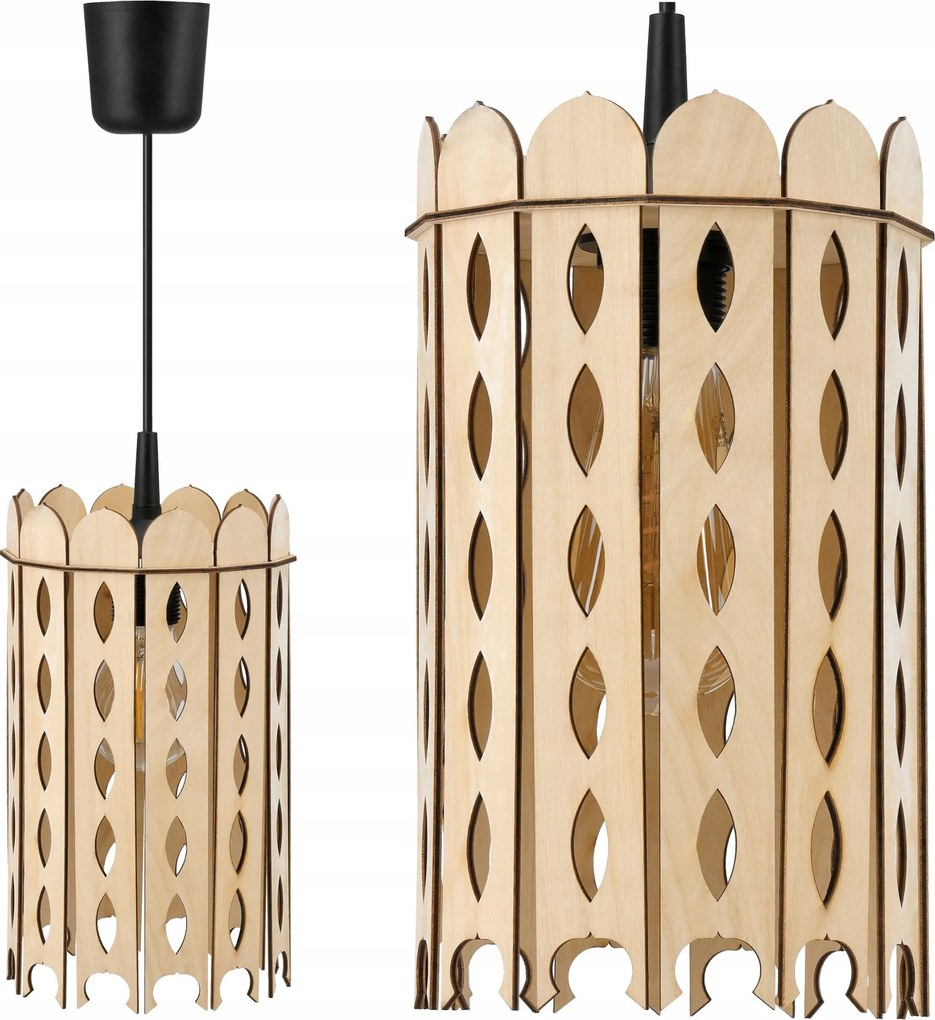 Mennyezeti Lámpa Függő Fa Led E27 Dekoratív Csillár 28,5 x 16,5cm