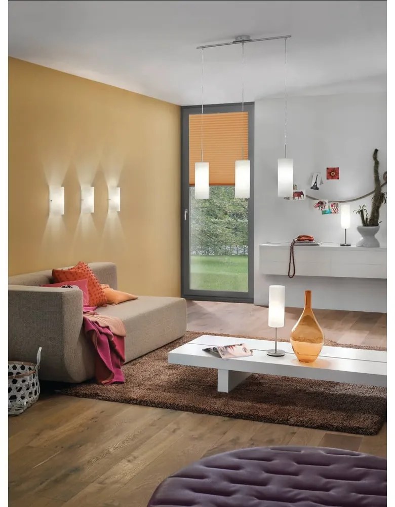 Fehér-ezüstszínű függőlámpa üveg búrával TROY 3 – EGLO