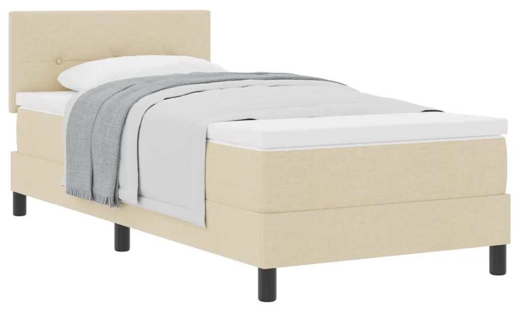 Box Spring Ágy Mattal Krém 90x200 cm Szövet