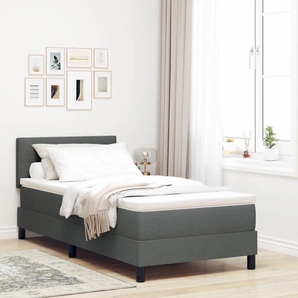 Boxspring Ágy Mattal Sötétszürke 80x200 cm Szövet