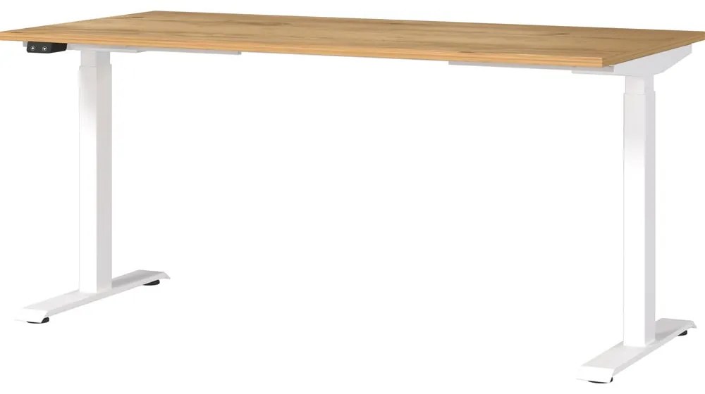 Íróasztal elektromosan állítható magassággal, tölgyfa dekoros asztallappal 80x160 cm Jet – Germania