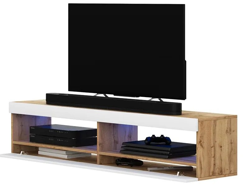 Tv szekrény/asztal Violett 100 (világítással) (lancester tölgy + fehér). 1098639