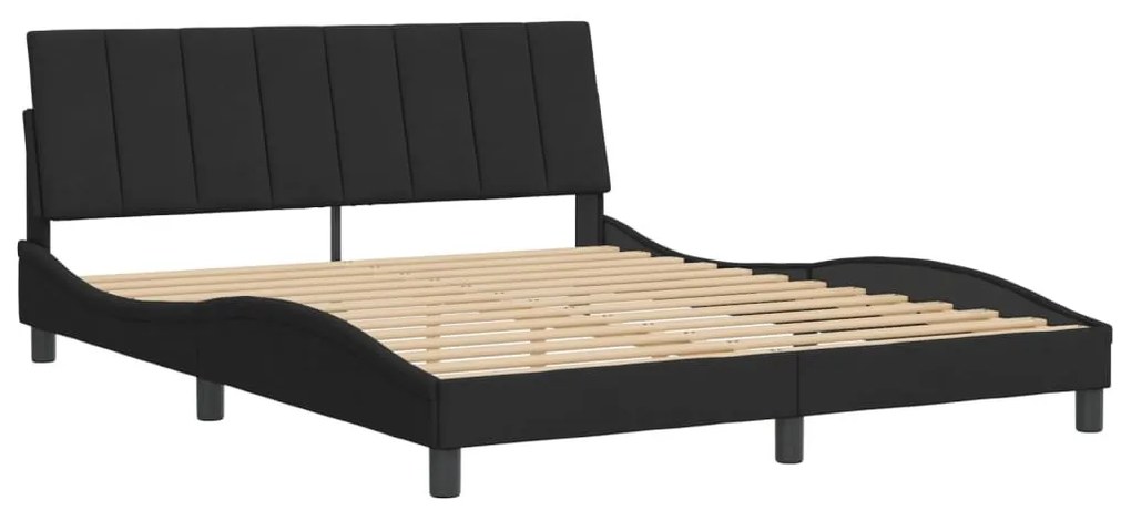 fekete bársony ágykeret matrac nélkül Hanko 160 x 200 cm
