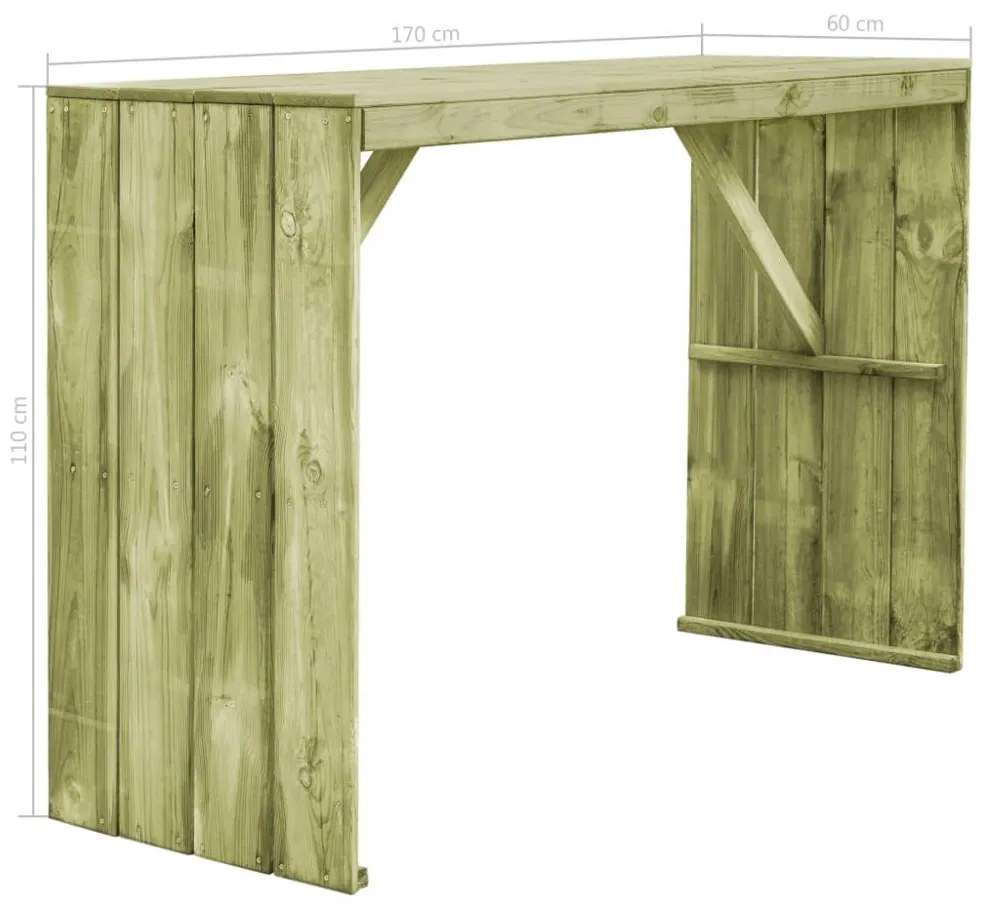 impregnált fenyőfa bárasztal 170 x 60 x 110 cm