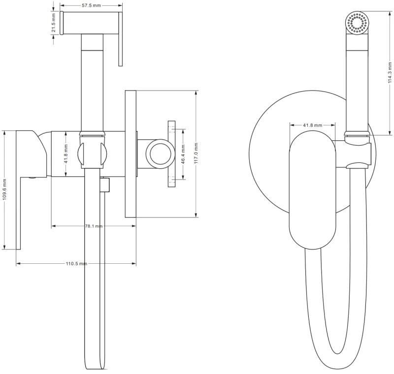 Mexen Milo, rejtett bidé csaptelep kézi spray-vel, króm, 7599350-00