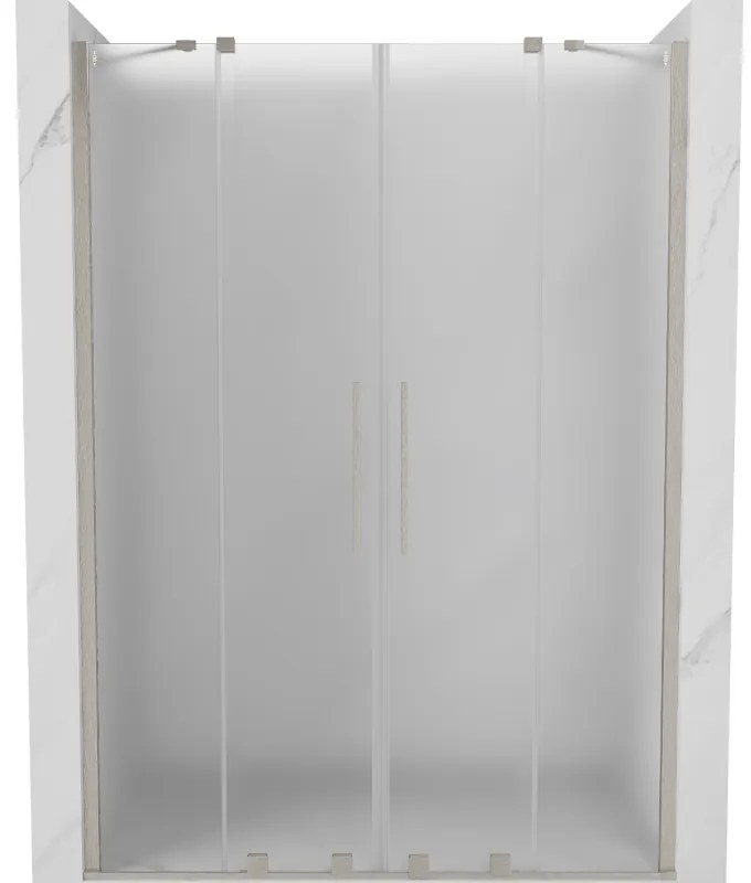 Mexen Velar Duo, tolózuhanyajtó 160 cm-es nyitáshoz, 8 mm-es mattüveg, csiszolt acél, 871-160-000-32-97