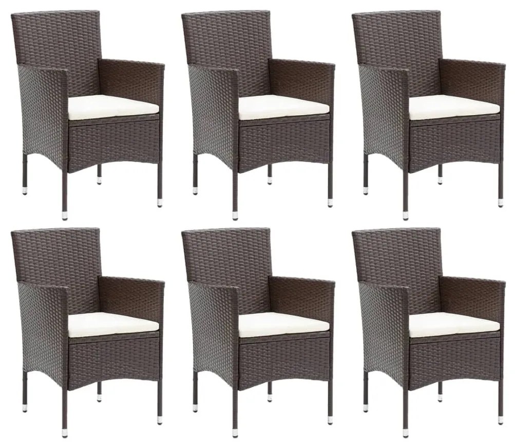 7 részes barna polyrattan kerti étkezőgarnitúra párnákkal