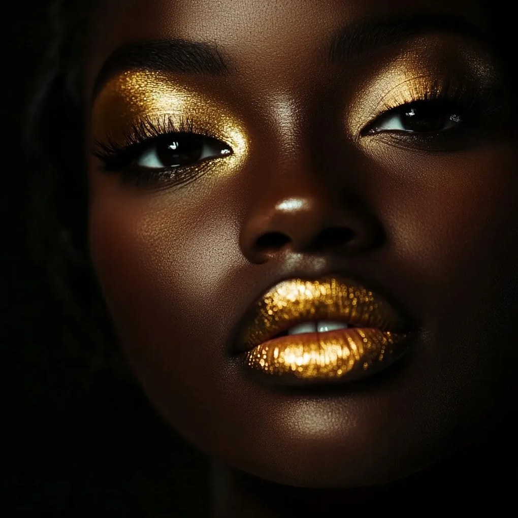 Vászonkép Canvas Portré Fotó Nő Lány Arany 80x80