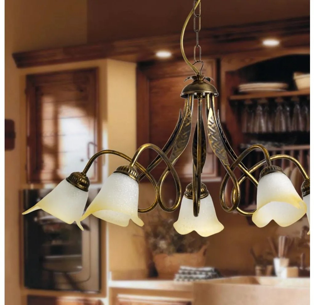 ONLI - Csillár láncon DOPPIO GIRO 5xE14/6W/230V bronz