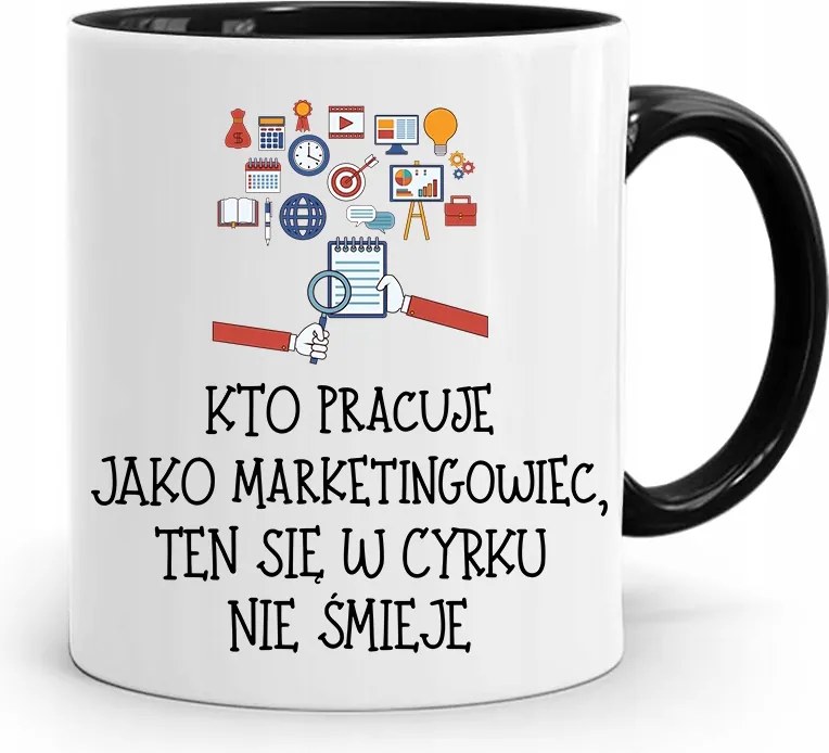 Marketingeseknek Marketing Bögre Fekete Ajándék fényképes nyomtatással