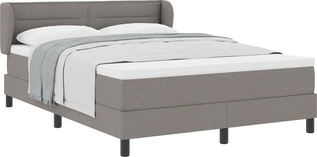 vidaXL Boxrugós ágy matracmal fejtámlával Tópszínű 140 x 190 cm szövet