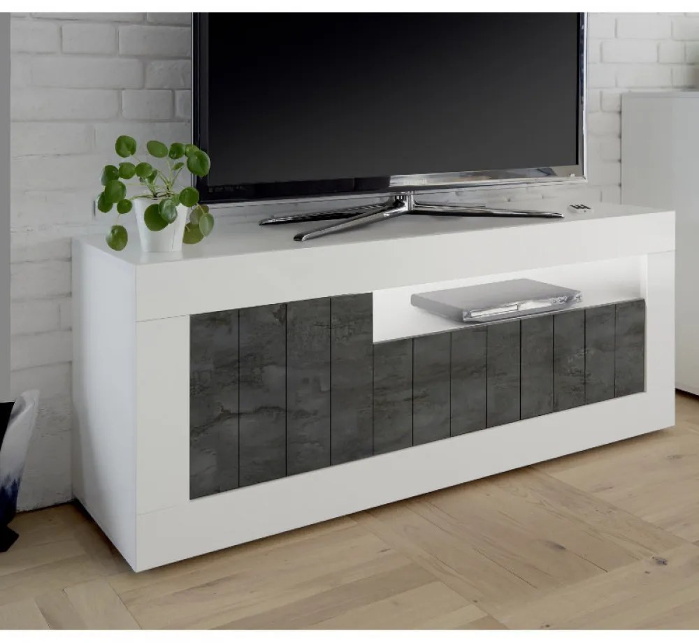 URBINO Fehér-Oxidált TV szekrény 3 ajtós 138cm