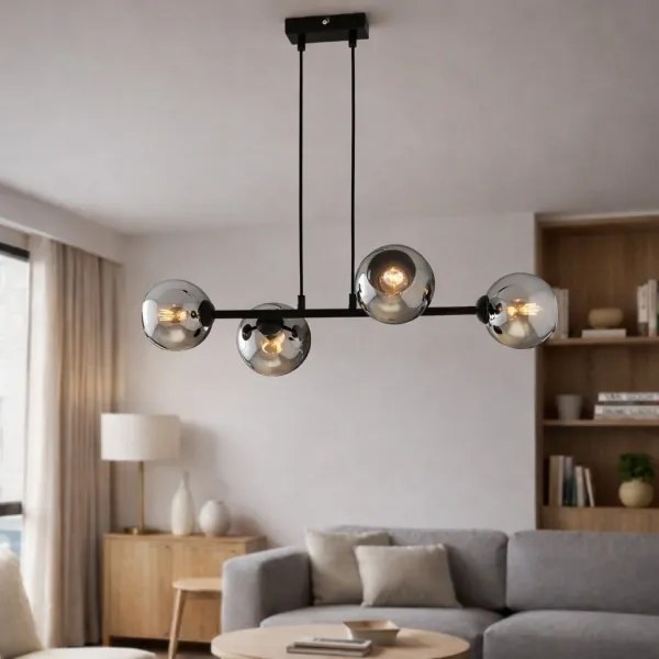 Brilagi - Kábeles csillár DIOR 4xE27/60W/230V fekete/füstszürke
