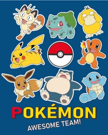 Pokémon Awesome Team coral fleece polár takaró 130x160cm