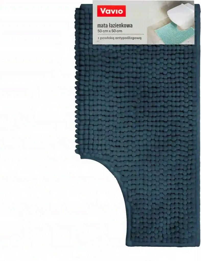 Fürdőszobaszőnyeg csúszásgátló bevonattal, kivágással 50x50cm, sötétkék