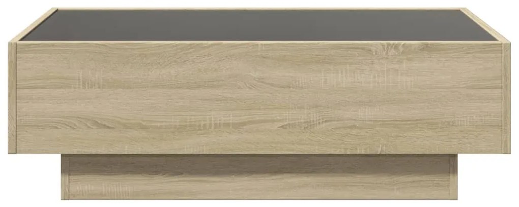 sonoma tölgy szerelt fa dohányzóasztal LED-del 90 x 50 x 30 cm