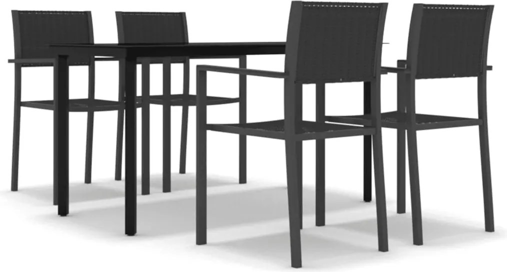 vidaXL 5 részes fekete kerti étkezőgarnitúra