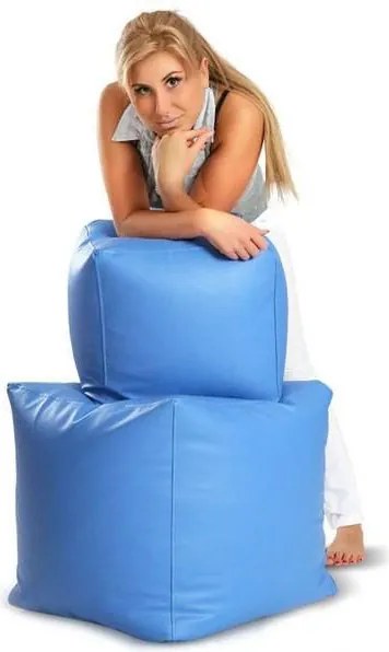 Babzsák Cube L ökobőr TiaHome - Sötétkék