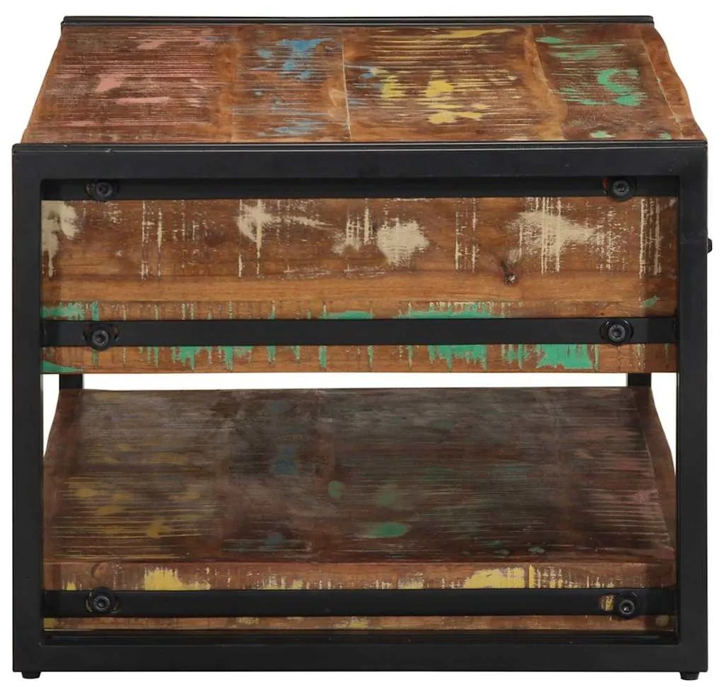 dohányzóasztal többszínű 90x50x38cm tömörfa újrahasznosított fa