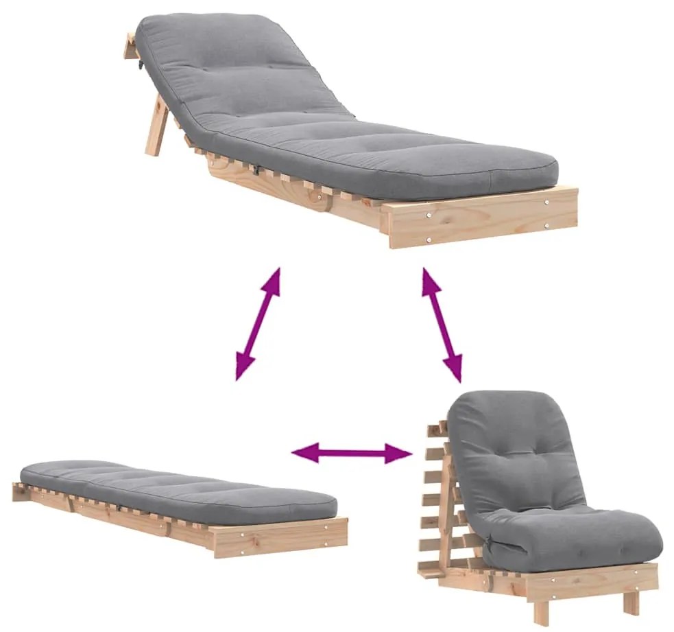 tömör fenyőfa futon kanapéágy matraccal 60 x 206 x 11 cm