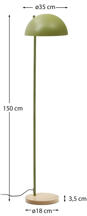 Zöld-natúr színű állólámpa fém búrával (magasság 150 cm) Catlar – Kave Home