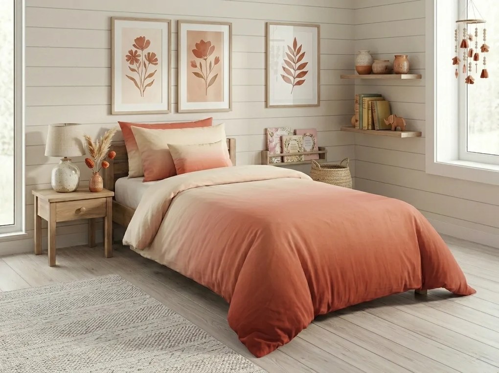 Pamut ágyneműhuzat OMBRE terrakotta Ágyneműhuzat mérete: 2 db 70 x 90 cm | 200 x 220 cm
