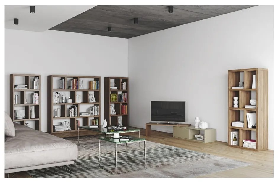 Move szürke variálható TV-állvány diófa furnérral - TemaHome