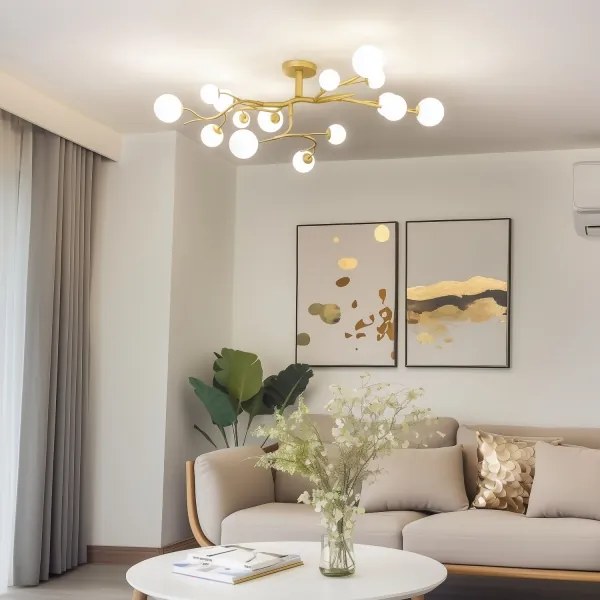 Brilagi - LED Felületre szerelhető csillár MISTEL 15xG9/3W/230V arany/fehér