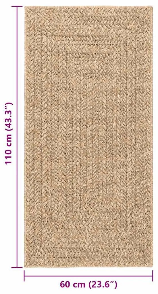 ZIZUR bézs juta hatású beltéri és kültéri szőnyeg 60 x 110 cm