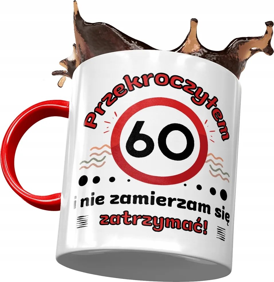 Piros Bögre Születésnapra 60 60-es 60-as Ajándék Nyomtatott Fotóval