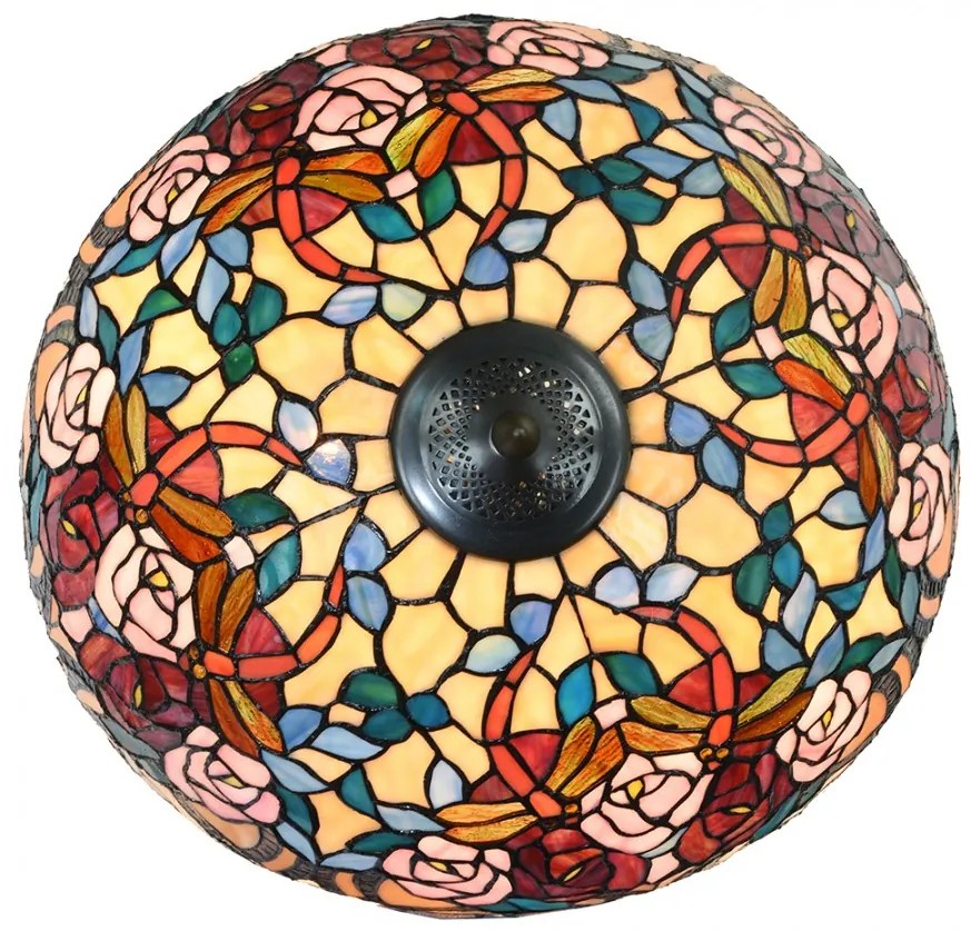 Tiffany asztali lámpa Ø 46x64 cm Piros kék rózsaszín üvegrózsa