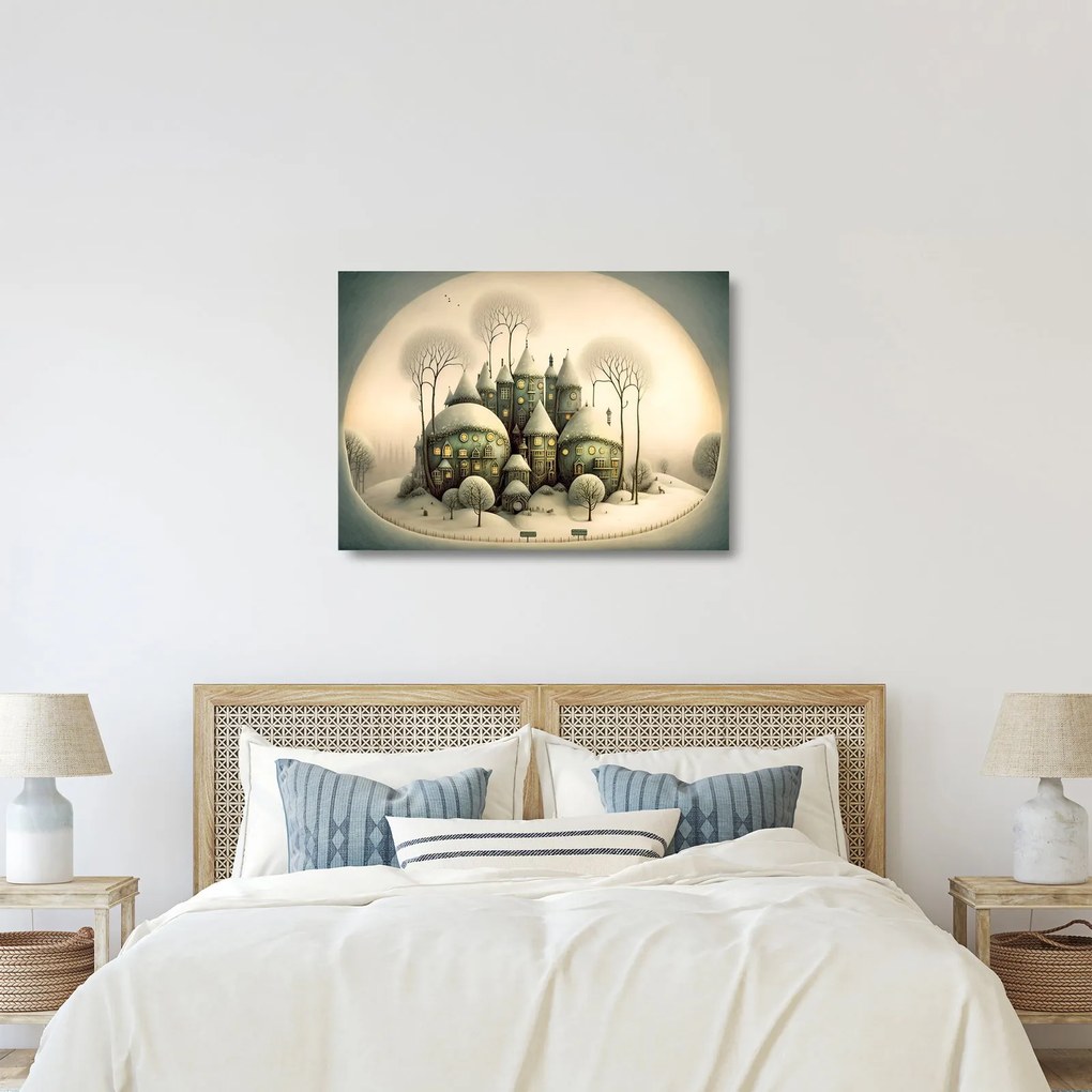 Üveg kép - Mesebeli házikók (70x50 cm)