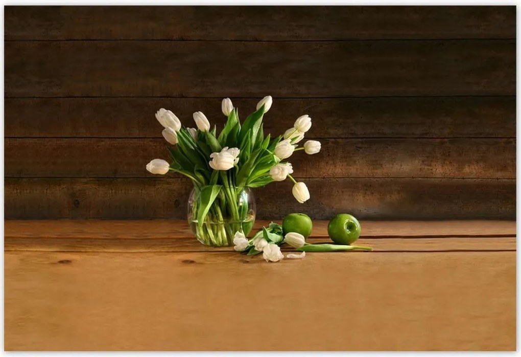 Poszterek 185x125 Fehér tulipánok vázában