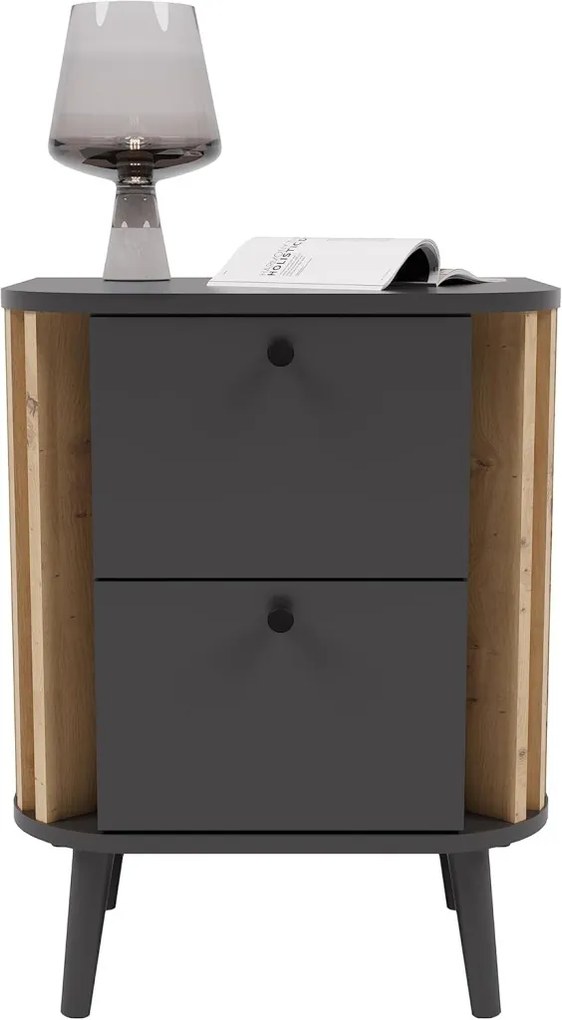 Pure 2 fiókos éjjeliszekrény kézműves tölgy/szürke