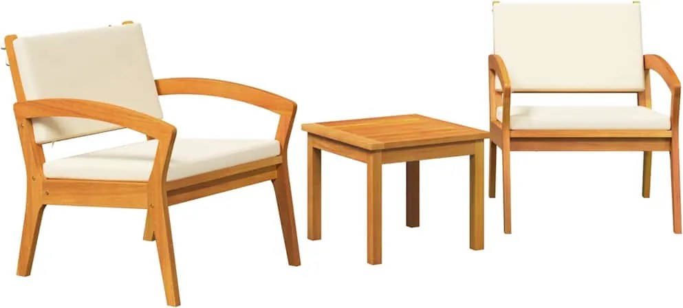 vidaXL Bisztró készlet párnával 3 pcs Barna Poliészter