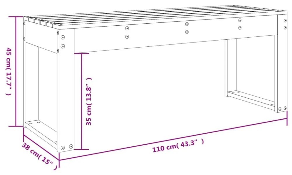 szürke tömör fenyőfa kerti pad 110x38x45 cm