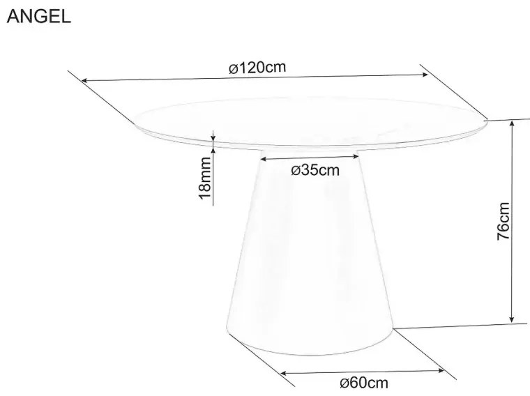 Angel étkezőasztal tölgy-fekete 120cm