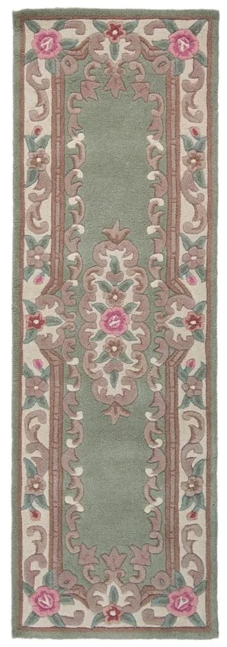 Aubusson zöld gyapjú futószőnyeg, 67 x 210 cm - Flair Rugs