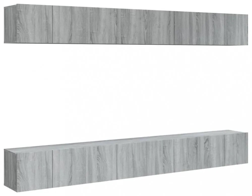 8 db szürke sonoma színű szerelt fa TV-szekrény 60 x 30 x 30 cm