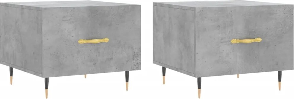 vidaXL 2 db betonszürke szerelt fa dohányzóasztal 50 x 50 x 40 cm