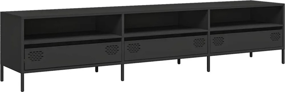 vidaXL fekete hidegen hengerelt acél TV-szekrény 202 x 39 x 43,5 cm