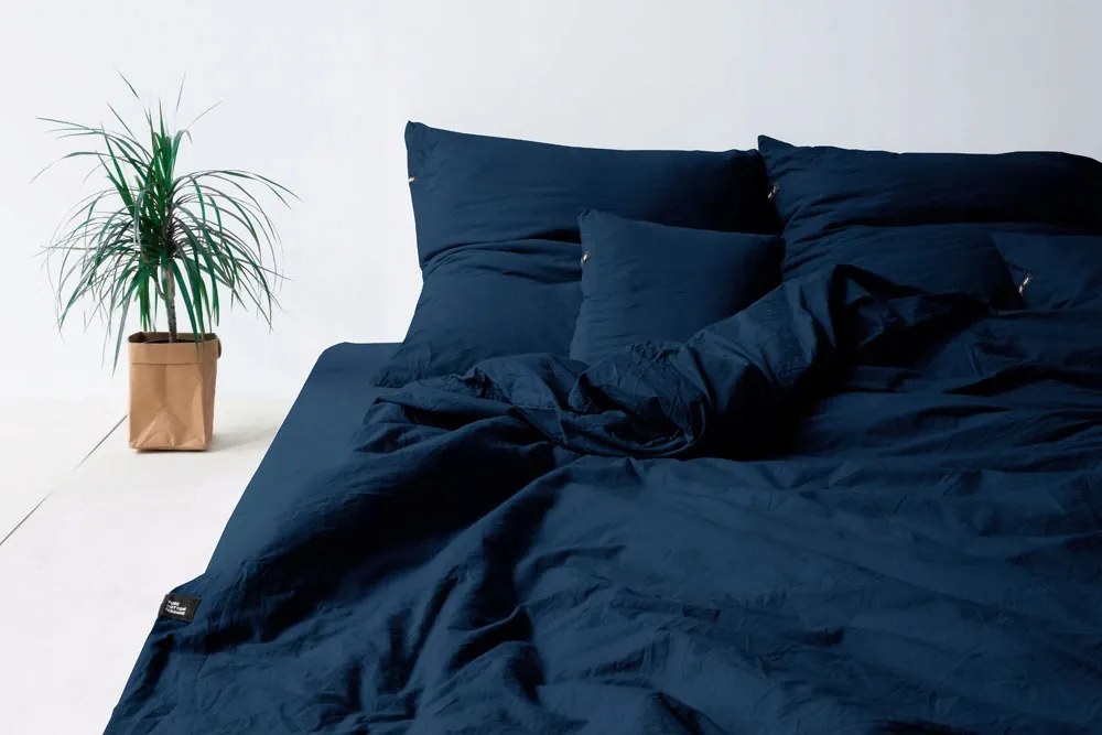 Gumis lepedő 100% pamut 200x200 sötétkék