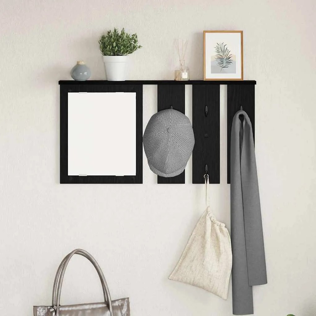 Fali Kabáthorog polcokkal Musta tammi 85 x 10 x 45 cm Faanyag