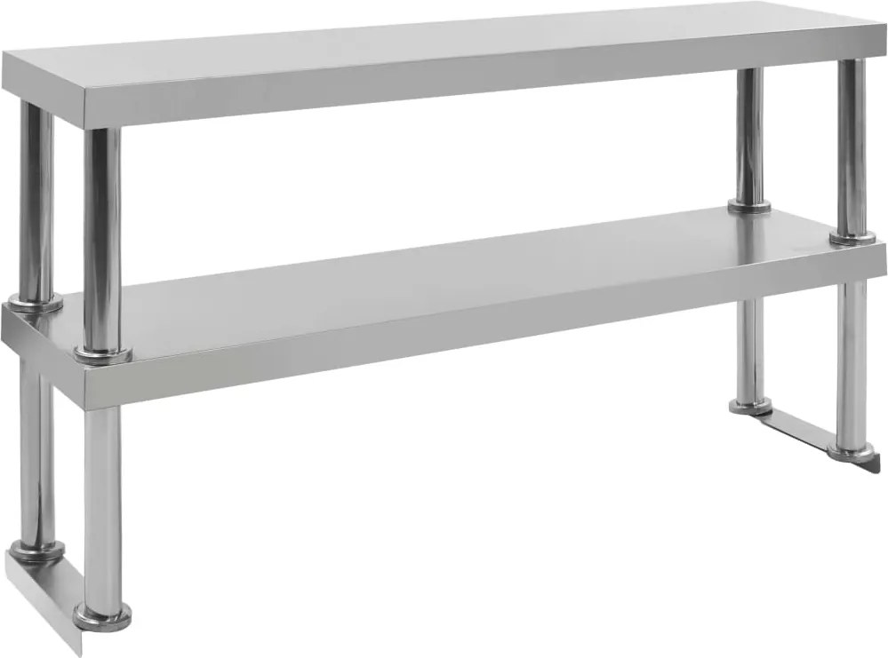 vidaXL 2-szintes rozsdamentes acél munkapult feletti polc 120x30x65 cm